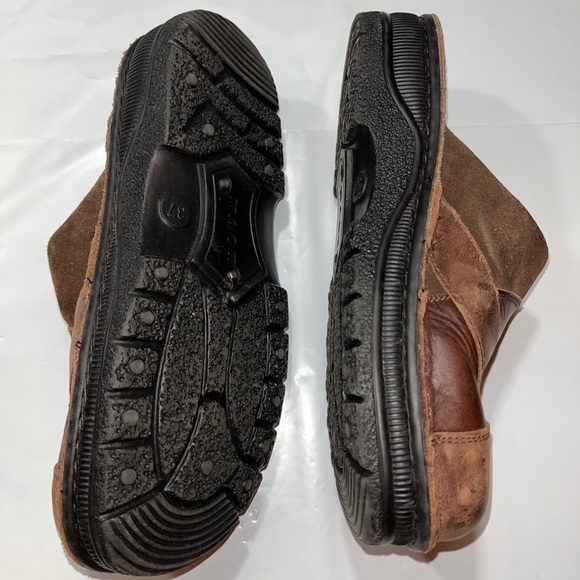 NAOT brown patchwork chunky leather suede Slip On shoes Mule Clogs EURO 37, Sz 7 - Picture 3 of 16